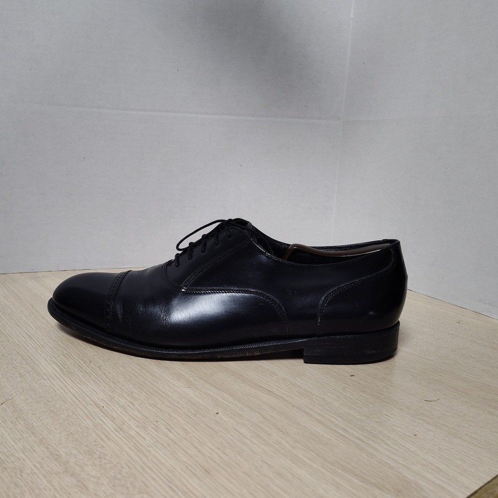 Florsheim Men 10.5 D Black Leather Cap Toe Oxford Dress Shoes Lace Up Tuxedo